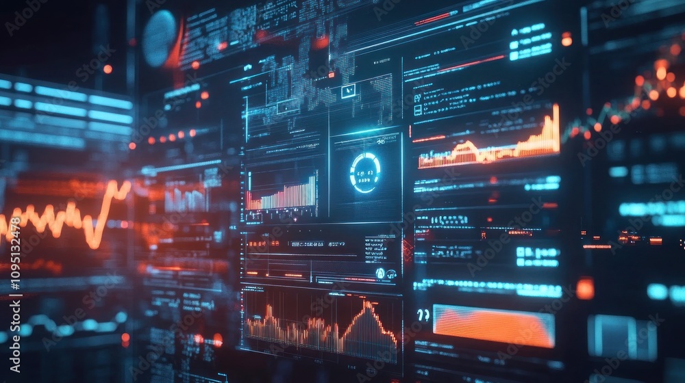 Poster futuristic data visualization: abstract interface