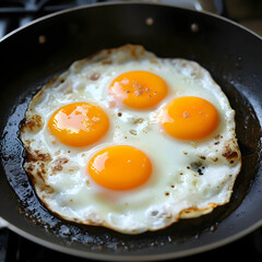 fried eggs in a pan