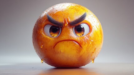 Angry Orange Emoji With Dripping Honey