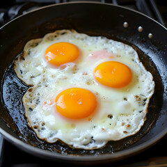 fried eggs in a pan