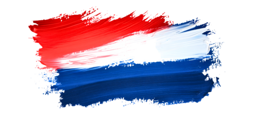 dutch flag painted using brush isolated over white (transparent) background; simple netherlands country sybol