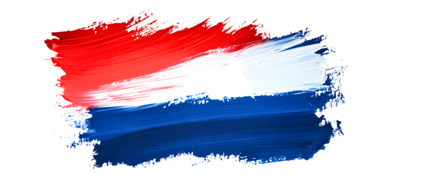 dutch flag painted using brush isolated over white (transparent) background; simple netherlands country sybol - Powered by Adobe