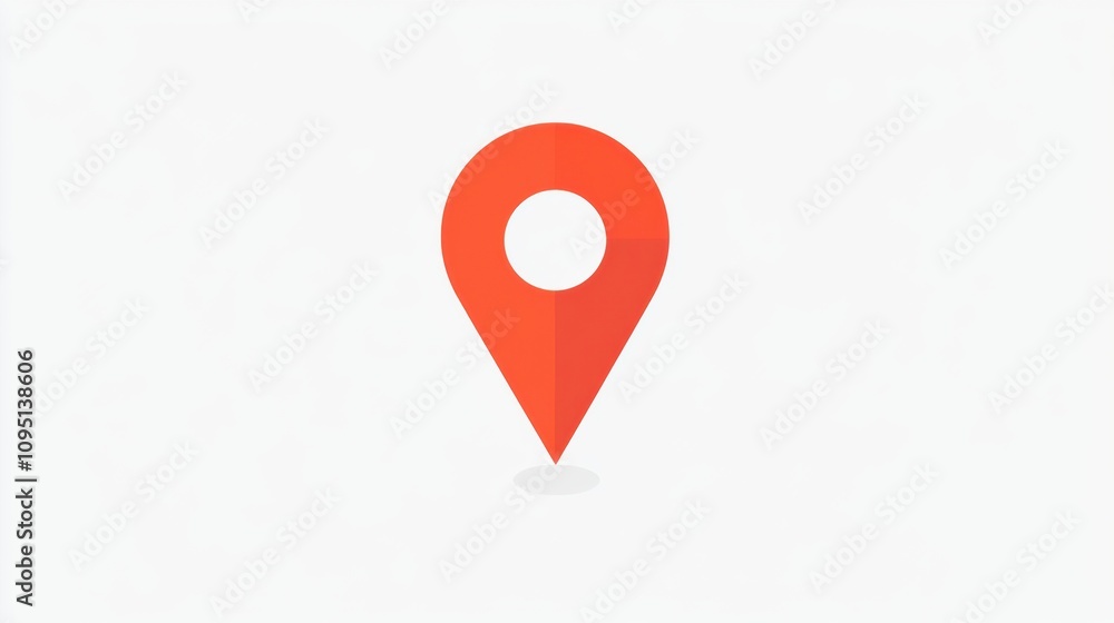 Poster minimalist map marker icon in orange color on soft background ideal for navigation applications and 
