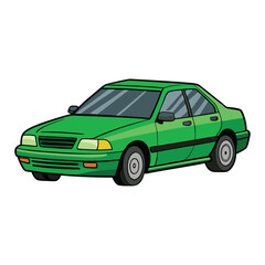 High Quality Sedan Car Vector Illustration Design on Clean White Background 
