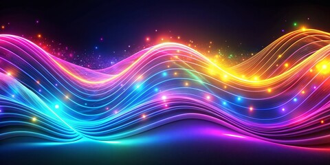 Obraz premium Abstract Glowing Waves A Digital Art Composition of Vibrant, Intertwining Lines and Shimmering Lights