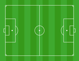 Football pitch. Soccer field line style. Black outline court and stadium scheme on white background. Football match, league scheme