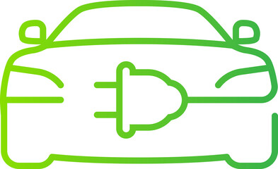Electric car icon. Electric car with plug charging. EV car. Eco-friendly car. Hybrid and electric vehicles charging point