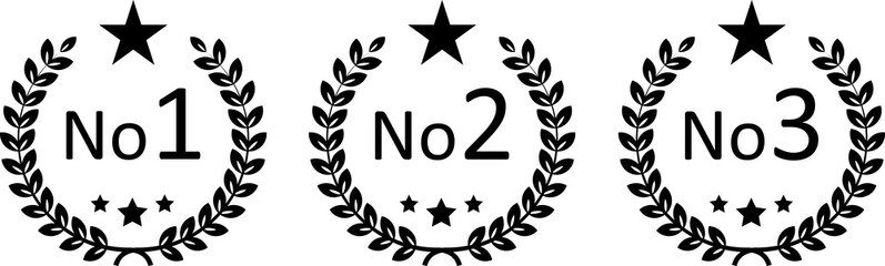 Obraz premium Number one crown laurel icon illustration. Gold quality top, ranking first place best icon illustration