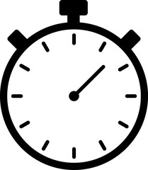 Shortest time stopwatch icon black and white.