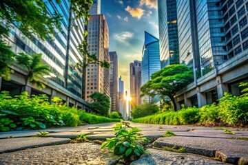 Fototapeta premium Urban Exploration Meets Nature: Stunning High-Definition Desktop Wallpaper Showcasing the Harmony Between Cityscapes and Natural Elements for a Refreshing Aesthetic