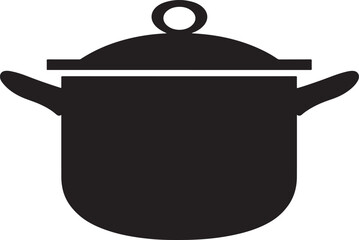 cooking pot black silhouette, icon vector illustration