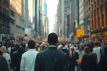 Obraz premium Manhattan Male Commuter Rush Hour Street Scene