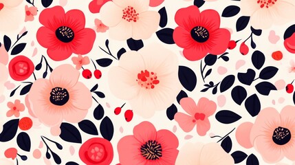Floral patterned background with pink flowers. The flowers are in various sizes and are scattered throughout the background