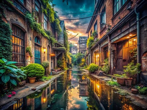 Urban Exploration Photography Capturing the Calm Essence of Phlegmatic Personalities in Abandoned Cityscapes, Evoking Serenity Amidst Decay and Isolation