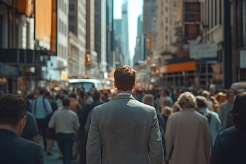 Manhattan Street Scene Anonymous Man in Light Gray Suit