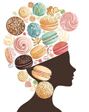 recommend clip art: silhouette and double exposure style Creative silhouette with candy-inspired hair.