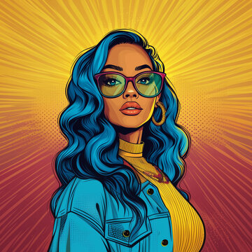 A pop art inspired avatar with bold colors, comic-book-style shading, and a playful expression generative AI