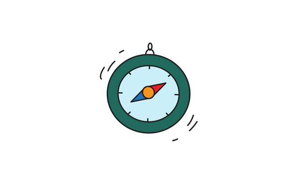 Animated of a compass with a minimalist design. The compass features a bold, colored needle spinning against a light blue background, symbolizing the process of finding one's direction