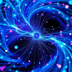 Fototapeta premium Abstract Blue Energy Vortex. Concept of power, technology, and cosmic energy.