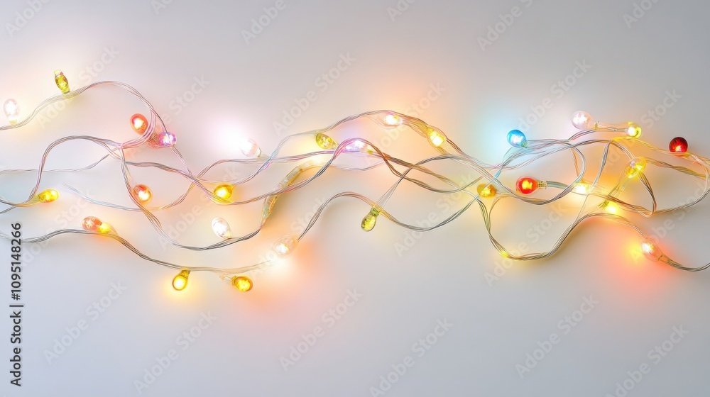 Poster Decorative Festive Arrangement Featuring a String of Multicolored Lights in a Romantic and Cheerful Display for Celebrations and Events