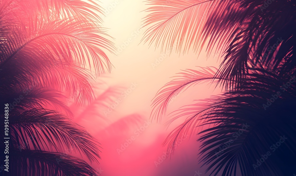 Leinwandbilder design a vibrant abstract vector background with multicolored palm tree shadows that create a lively