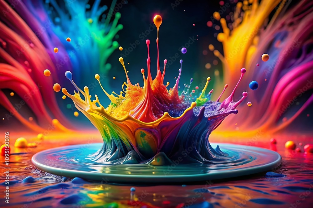 Poster vibrant color splash abstract background with dynamic swirls and drips, perfect for art projects, wa