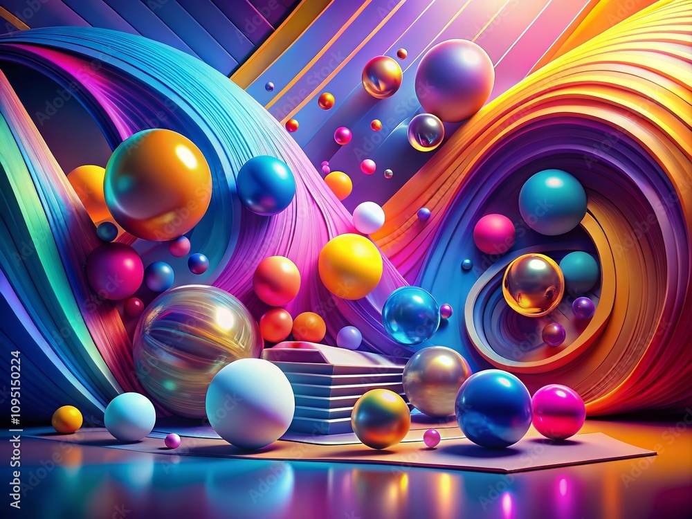 Poster vibrant creative 3d abstract illustration with dynamic colors and textures designed with the rule of