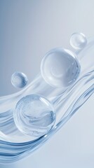 Nutrition, moisturizing, skin care, water molecules, macro water droplets, bubbles