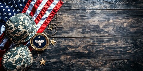 A vertical design layout for Veterans Day materials, featuring patriotic colors and symbols.