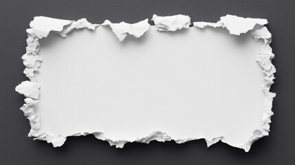 Fototapeta premium Torn White Paper Frame on Dark Background Abstract Texture 3D Render