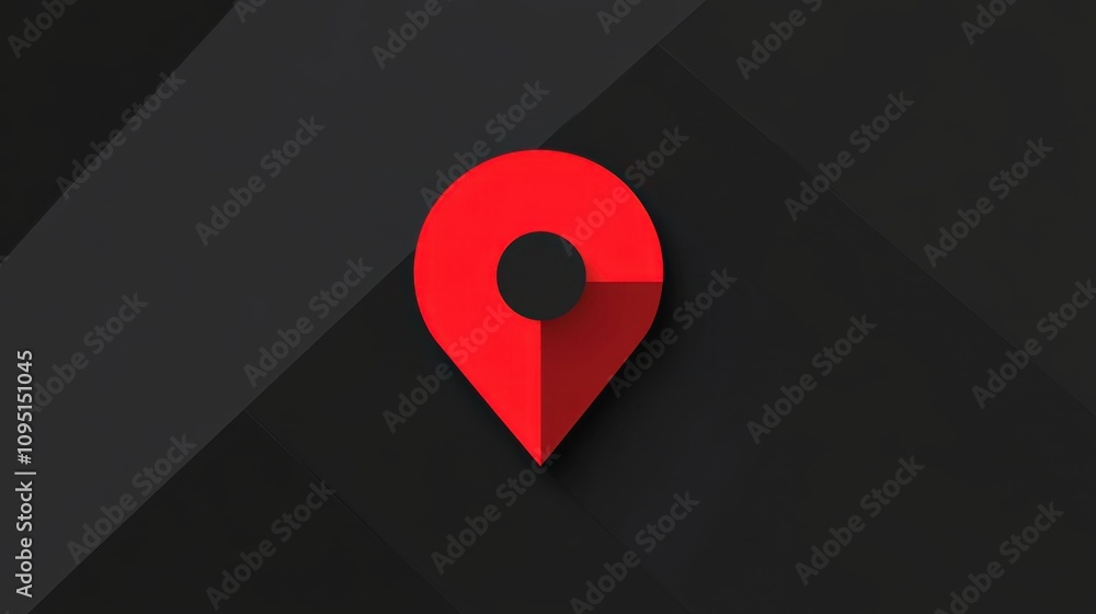 Aufkleber vibrant red location marker on dark background featuring geometric design elements and modern aesthe