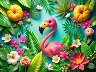 Obraz premium Vibrant Flamingo Emoji Design for Colorful Product Photography Showcase with Tropical Vibe and Playful Elements Ideal for Summer Marketing Campaigns