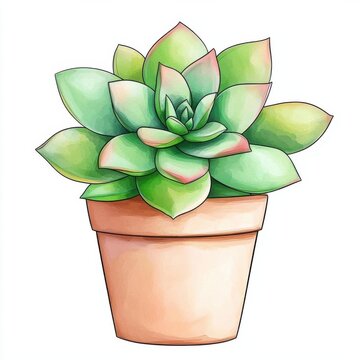 succulent plant in terracotta pot clip art preview