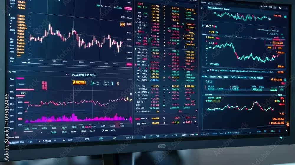 Poster multiple screens are displaying graphs and code, representing the future of big data analysis and us