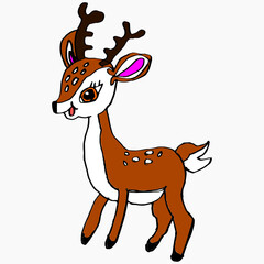 Forest deer christmas reindeer. Winter greeting card design. Kids vector drawing