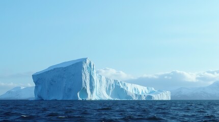 Majestic Iceberg Floating in Pristine Blue Ocean Under Clear Sky