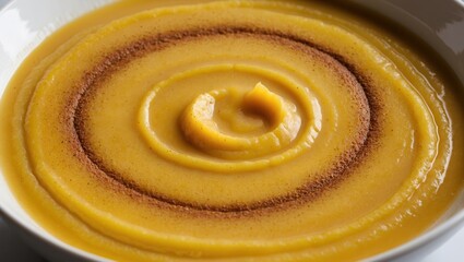 Creamy Butternut Squash Soup with a Hint of Cinnamon in a White Bowl, Perfectly Spiraled for a Warm and Inviting Presentation