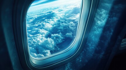 Fototapeta premium A passenger's view from the plane window, capturing the moment of takeoff and the excitement of travel.