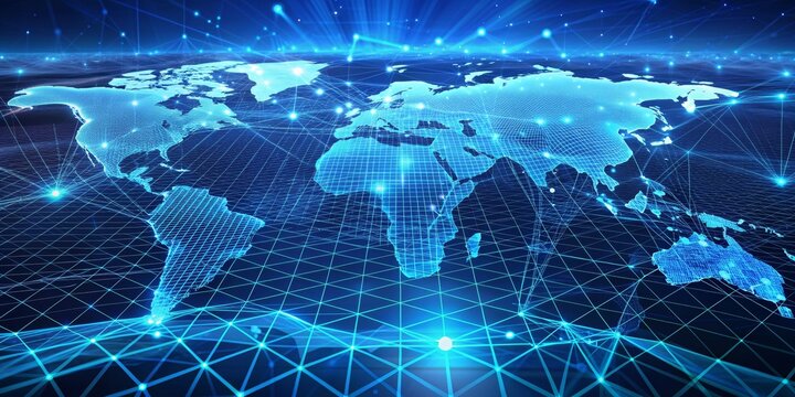 Global Network A World Connected by Digital Lines and Glowing Nodes