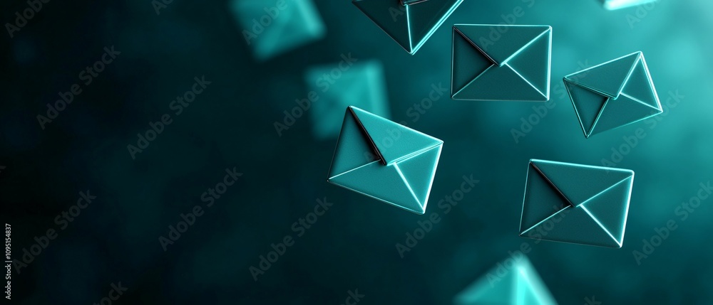 Poster email service. a digital representation of floating envelopes, symbolizing communication and connect