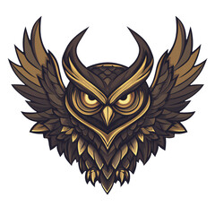 Obraz premium Majestic Golden Owl with Spread Wings transparent png