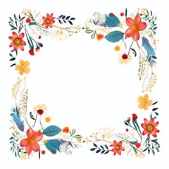 frame with flowers and butterflies