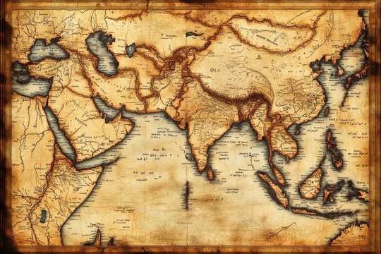 Antique World Map Depicting Asia And Surrounding Regions
