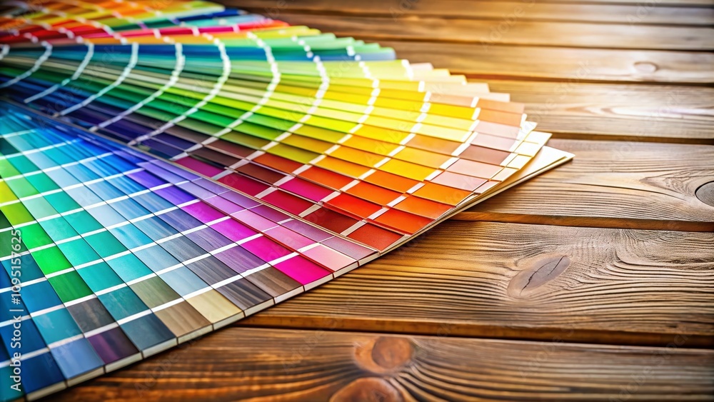 Poster vibrant rgb color swatches displayed on a table with room for text, ideal for design projects and cr