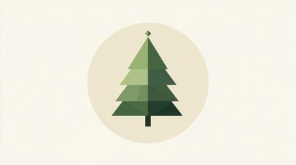 Obraz premium Simple and Elegant Geometric Christmas Tree Illustration on a Soft Background Ideal for Holiday Design, Cards, and Seasonal Decorations