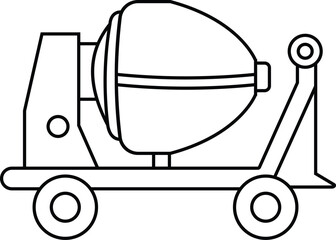 A bold silhouette of a cement mixer machine, showcasing its essential structure, ideal for construction and industrial-themed designs.