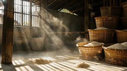Fototapeta premium winery storageMaking rice flour in Vietnam