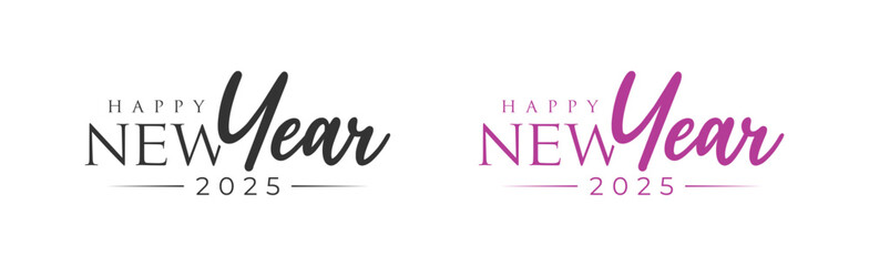Happy New Year 2025 Logo. Abstract Hand drawn creative stylish vector logo design. 2025 New year Logo Design