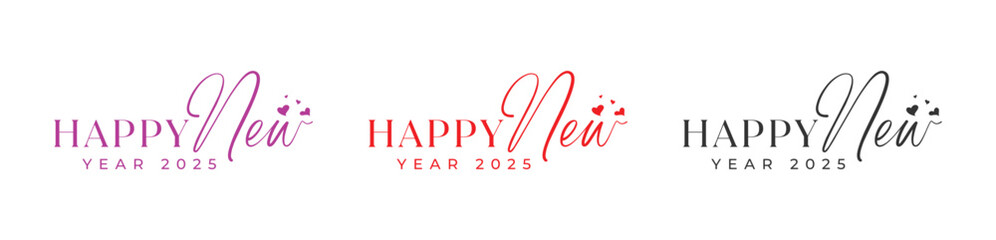 Happy New Year 2025 Logo Design, Hand-drawn 2025 Love Logo Design. 2025 New Year logo design template.