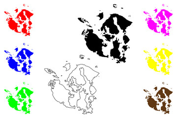 San Juan County, State of Washington (U.S. county, United States of America, USA, U.S., US) map vector illustration, scribble sketch San Juan map